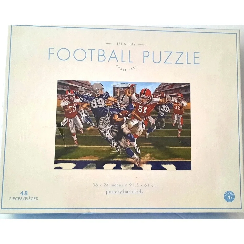 Pottery Barn Kids Football Puzzle 48 Pieces 36x24 Floor Puzzle Ages 4+ USA Made